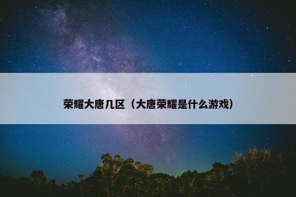 荣耀大唐几区（大唐荣耀是什么游戏）