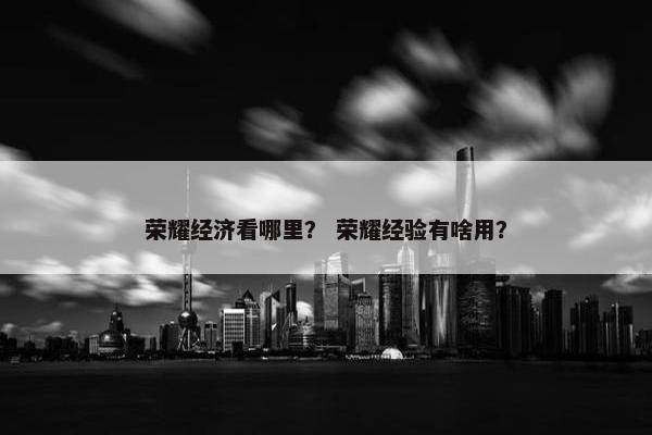 荣耀经济看哪里？ 荣耀经验有啥用？