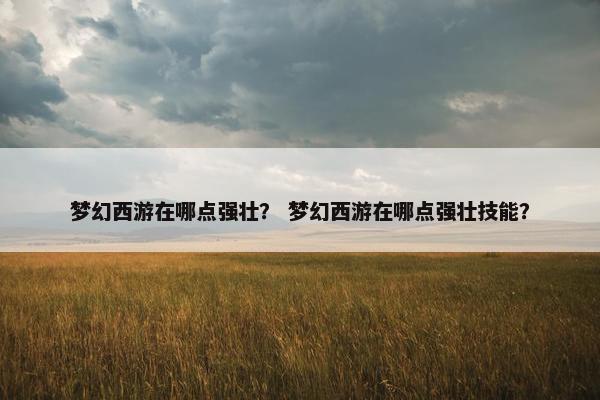 梦幻西游在哪点强壮？ 梦幻西游在哪点强壮技能？