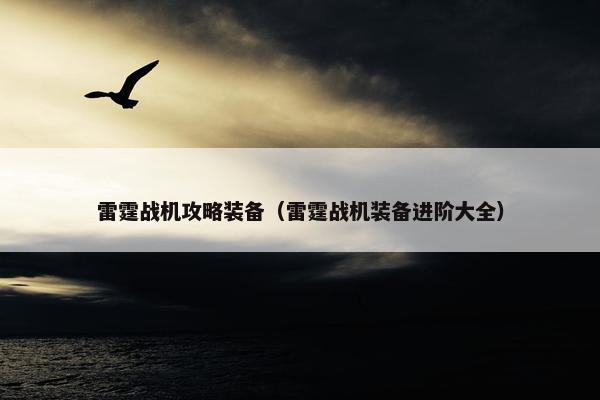 雷霆战机攻略装备（雷霆战机装备进阶大全）