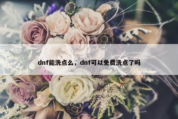 dnf能洗点么,dnf可以免费洗点了吗 dnf能洗点么,dnf可以免费洗点了吗