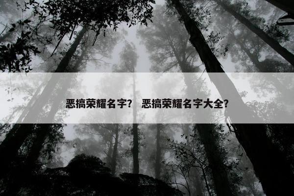 恶搞荣耀名字？ 恶搞荣耀名字大全？