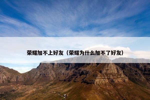 荣耀加不上好友（荣耀为什么加不了好友）