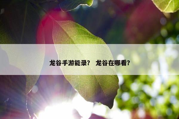 龙谷手游能录? 龙谷在哪看? 龙谷手游能录? 龙谷在哪看?