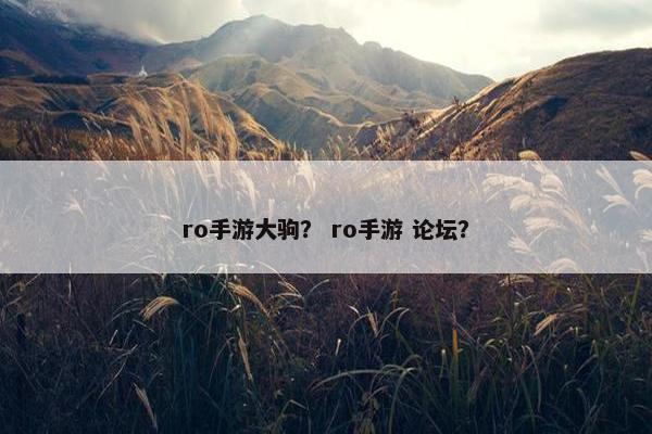 ro手游大驹？ ro手游 论坛？