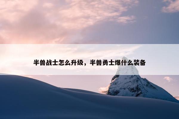 半兽战士怎么升级，半兽勇士爆什么装备
