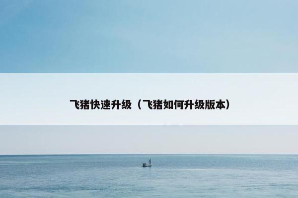 飞猪快速升级（飞猪如何升级版本）