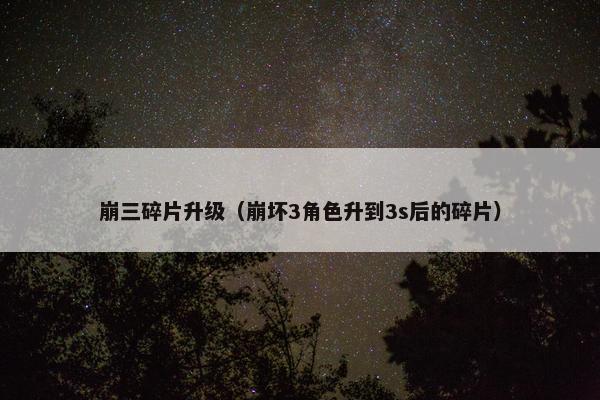 崩三碎片升级（崩坏3角色升到3s后的碎片）
