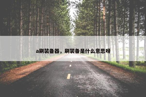 a刷装备器，刷装备是什么意思呀