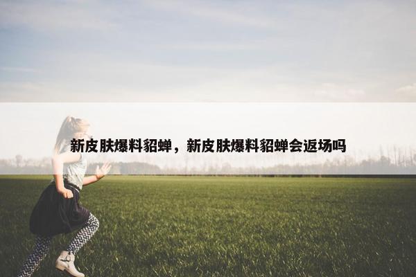 新皮肤爆料貂蝉，新皮肤爆料貂蝉会返场吗