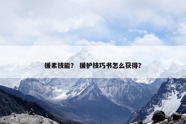 援素技能？ 援护技巧书怎么获得？