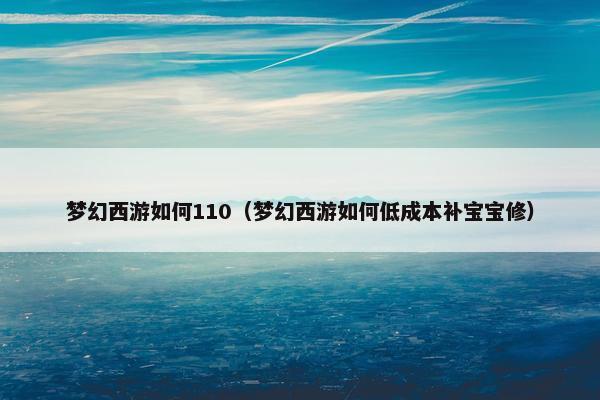 梦幻西游如何110（梦幻西游如何低成本补宝宝修）