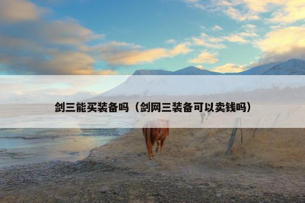剑三能买装备吗（剑网三装备可以卖钱吗）