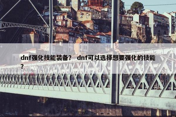 dnf强化技能装备？ dnf可以选择想要强化的技能？
