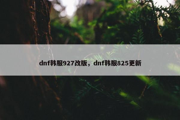 dnf韩服927改版，dnf韩服825更新