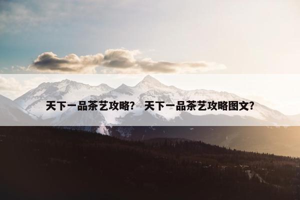 天下一品茶艺攻略？ 天下一品茶艺攻略图文？