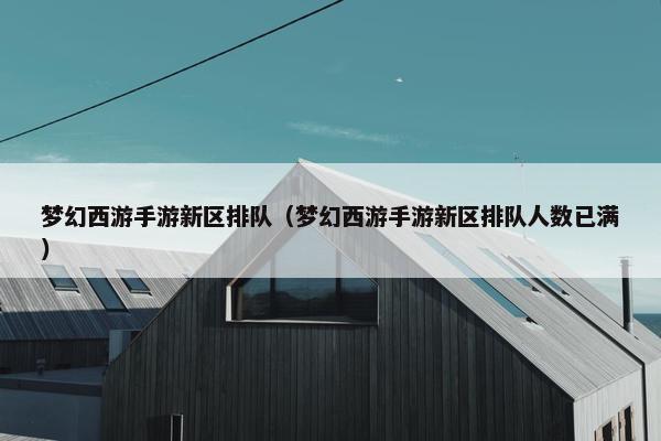 梦幻西游手游新区排队（梦幻西游手游新区排队人数已满）