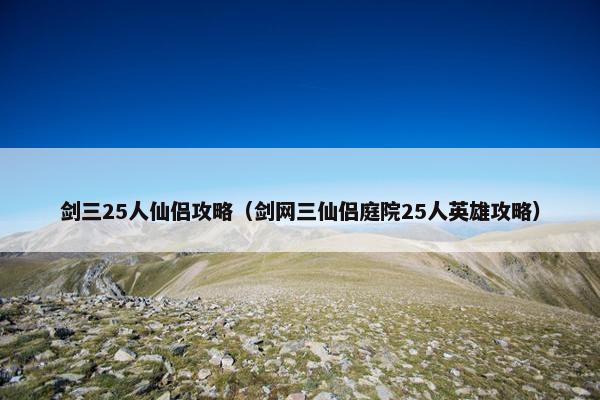 剑三25人仙侣攻略（剑网三仙侣庭院25人英雄攻略）