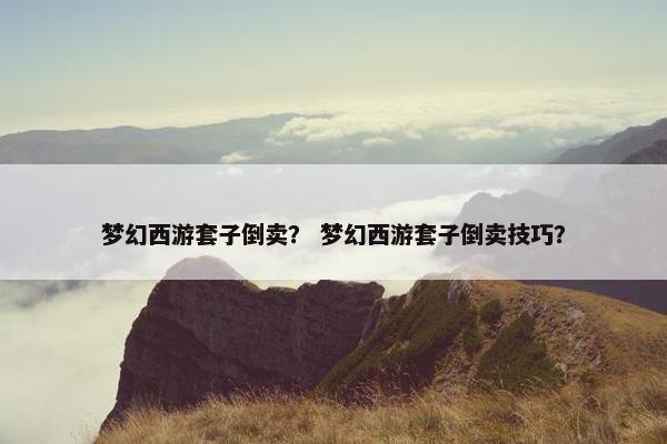 梦幻西游套子倒卖？ 梦幻西游套子倒卖技巧？