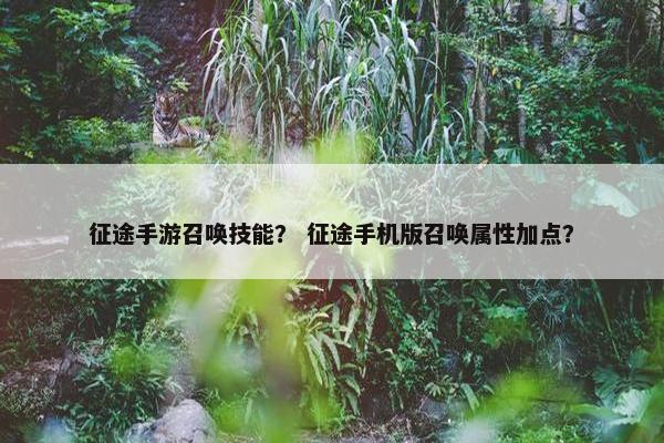 征途手游召唤技能？ 征途手机版召唤属性加点？
