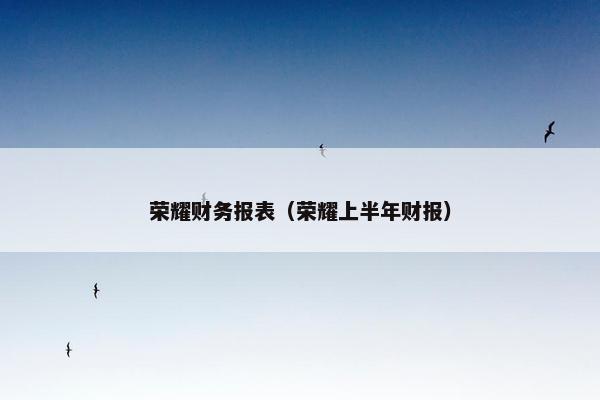荣耀财务报表（荣耀上半年财报）