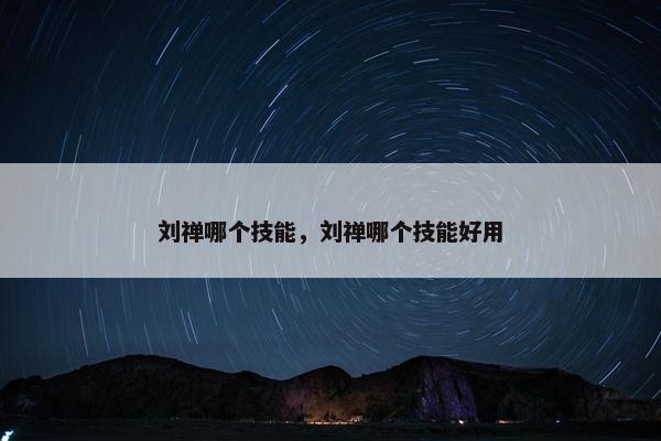 刘禅哪个技能，刘禅哪个技能好用