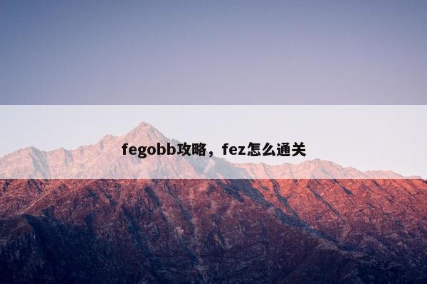 fegobb攻略，fez怎么通关