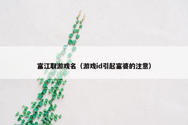 富江取游戏名（游戏id引起富婆的注意）