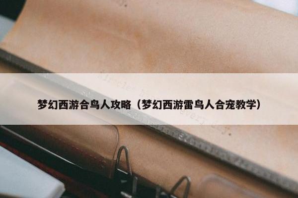 梦幻西游合鸟人攻略（梦幻西游雷鸟人合宠教学）
