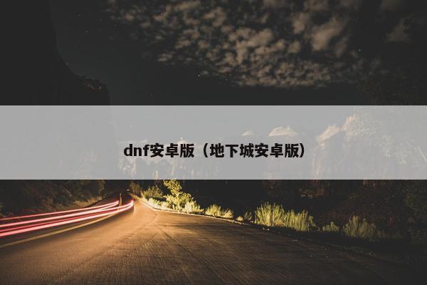 dnf安卓版（地下城安卓版）
