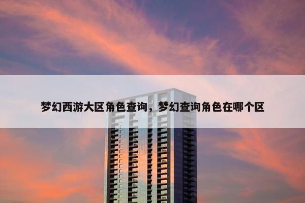 梦幻西游大区角色查询，梦幻查询角色在哪个区