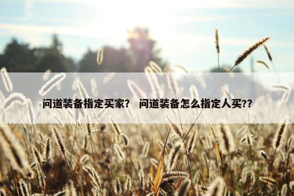 问道装备指定买家？ 问道装备怎么指定人买?？