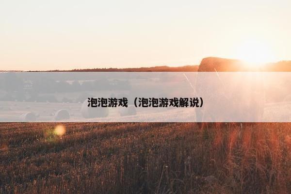 泡泡游戏（泡泡游戏解说）