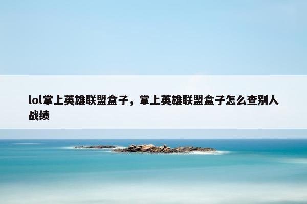 lol掌上英雄联盟盒子，掌上英雄联盟盒子怎么查别人战绩