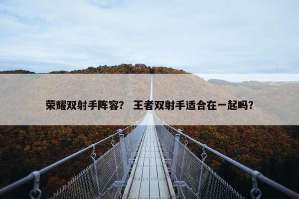 荣耀双射手阵容? 王者双射手适合在一起吗? 荣耀双射手阵容? 王者双射手适合在一起吗?