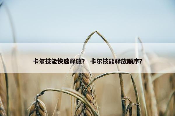 卡尔技能快速释放？ 卡尔技能释放顺序？