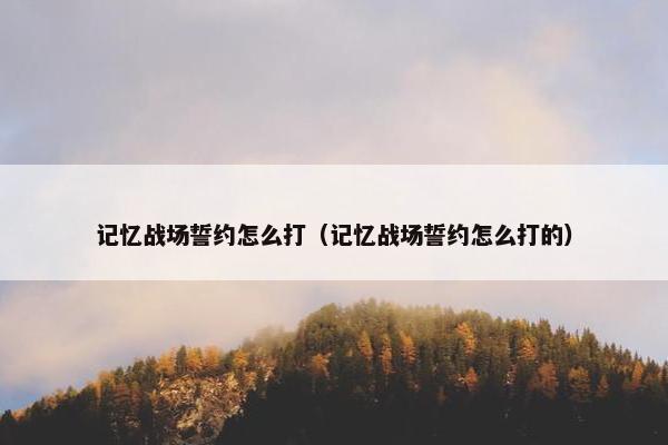 记忆战场誓约怎么打（记忆战场誓约怎么打的）