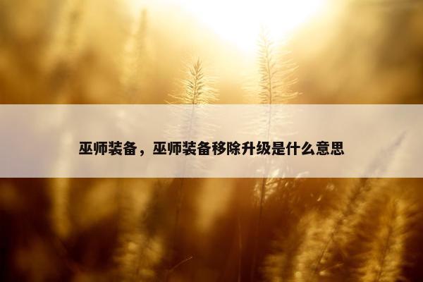 巫师装备，巫师装备移除升级是什么意思
