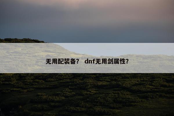 无用配装备？ dnf无用剑属性？