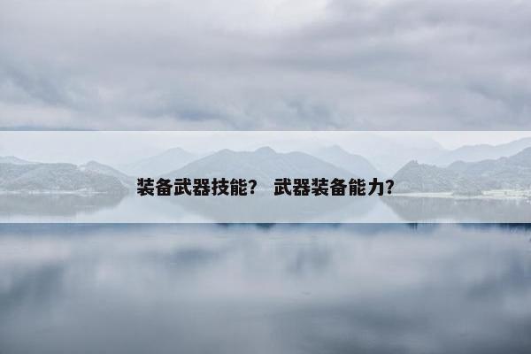 装备武器技能? 武器装备能力? 装备武器技能? 武器装备能力?