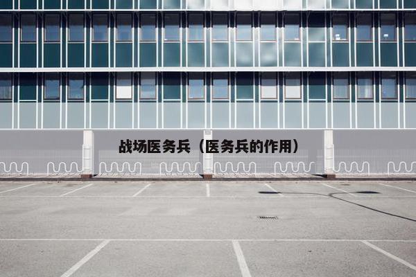 战场医务兵（医务兵的作用）