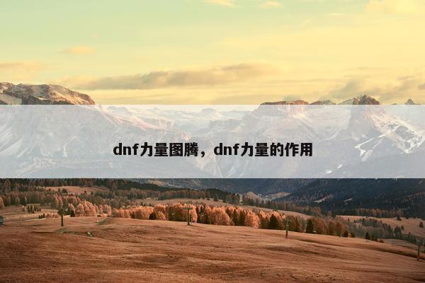 dnf力量图腾,dnf力量的作用 dnf力量图腾,dnf力量的作用