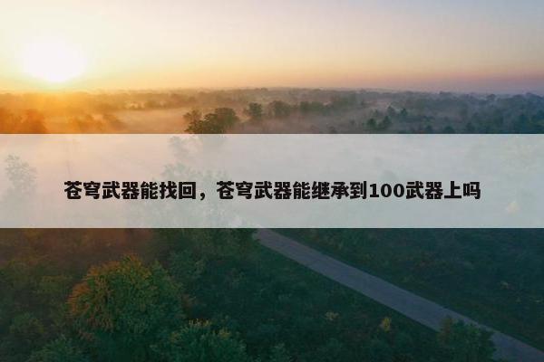 苍穹武器能找回，苍穹武器能继承到100武器上吗