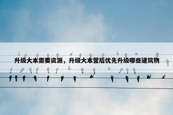 升级大本需要资源，升级大本营后优先升级哪些建筑物