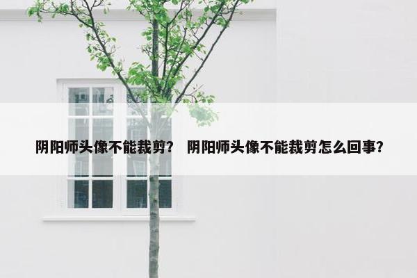阴阳师头像不能裁剪？ 阴阳师头像不能裁剪怎么回事？