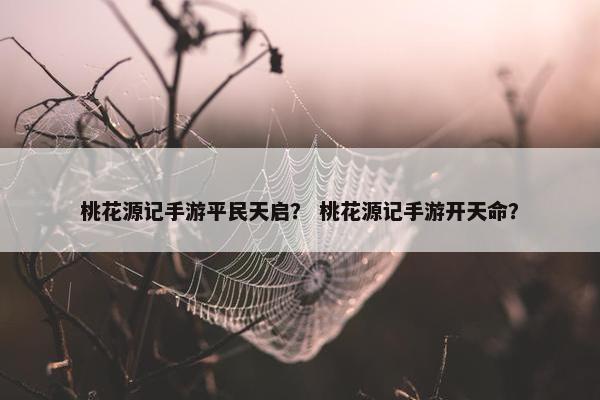 桃花源记手游平民天启？ 桃花源记手游开天命？